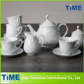 Juego de té de cerámica blanca en relieve fabricado en China